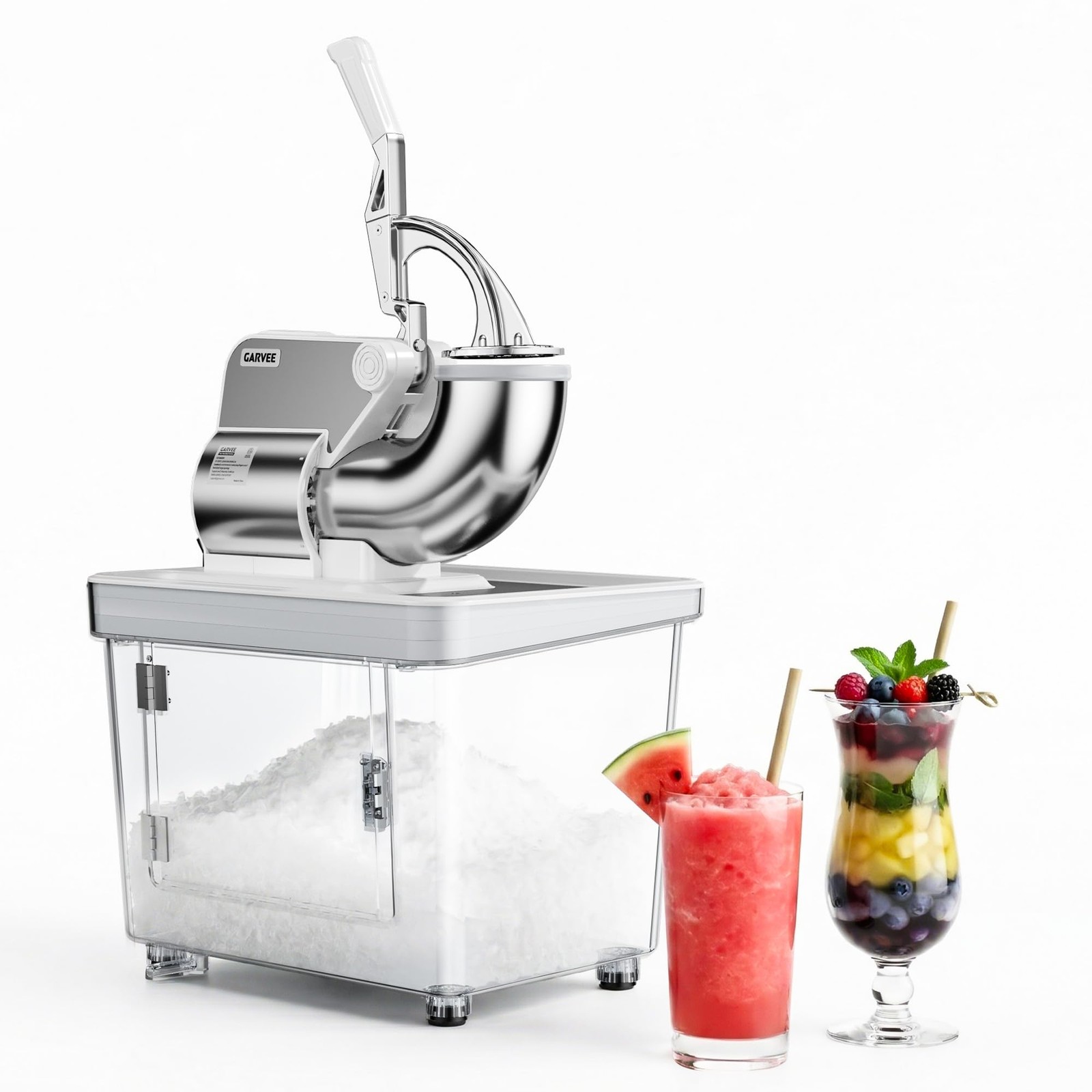 GarveeTech Commercial Ice Crusher 300W 661Lbs/Hr Double-Blade w/ Spare Blades