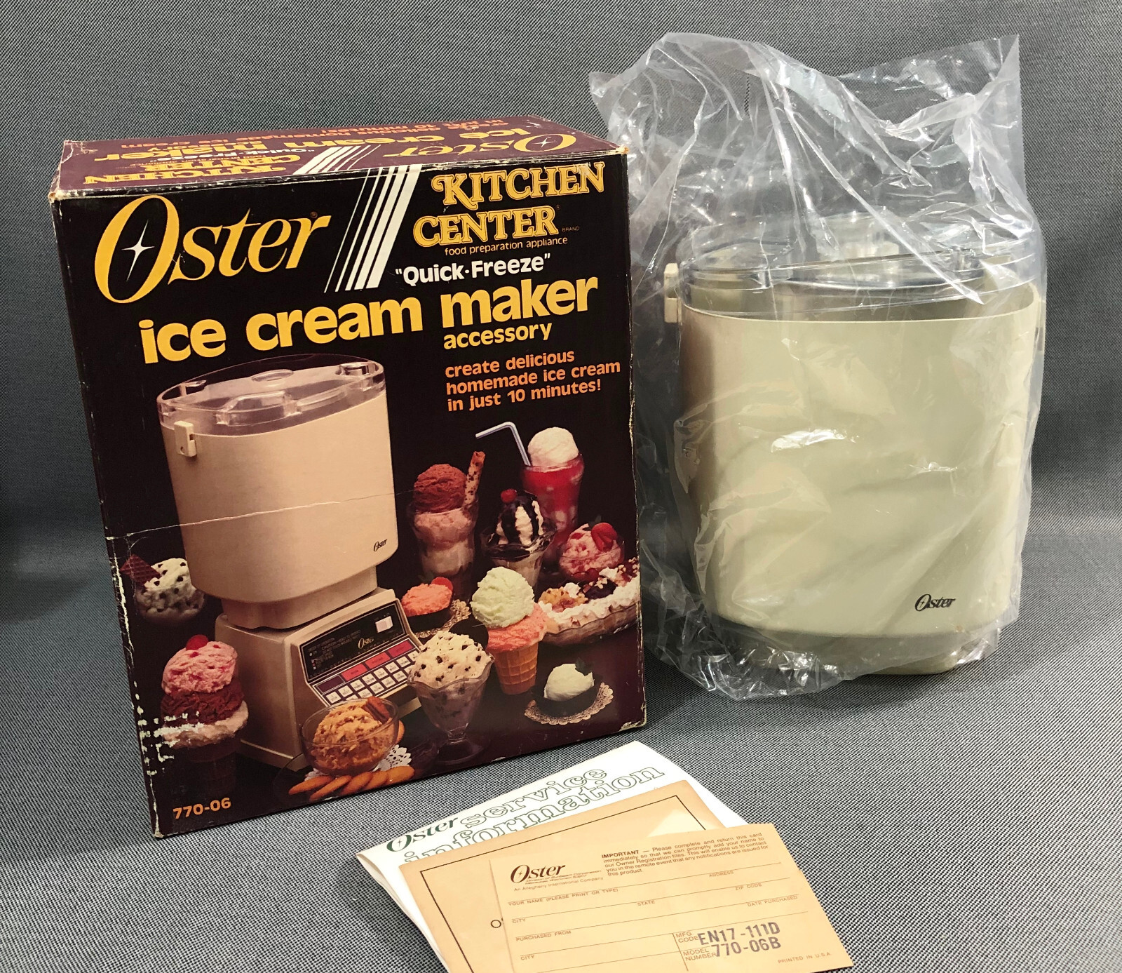 Oster Kitchen Center Ice Cream Maker Accessory Model #770-06