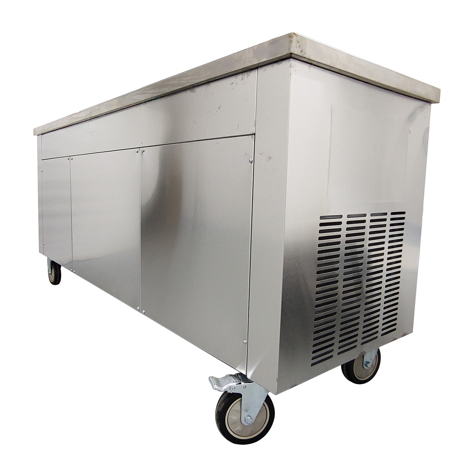 110V Commercial Double Square Pan Ice Frying Machine Fried Yogurt Rolls Maker