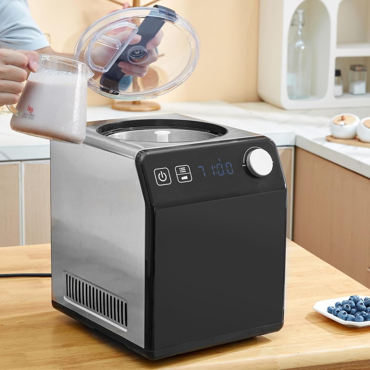 Upright Automatic Ice Cream Maker with Built-in Compressor, 2 Quart No Pre-fr…