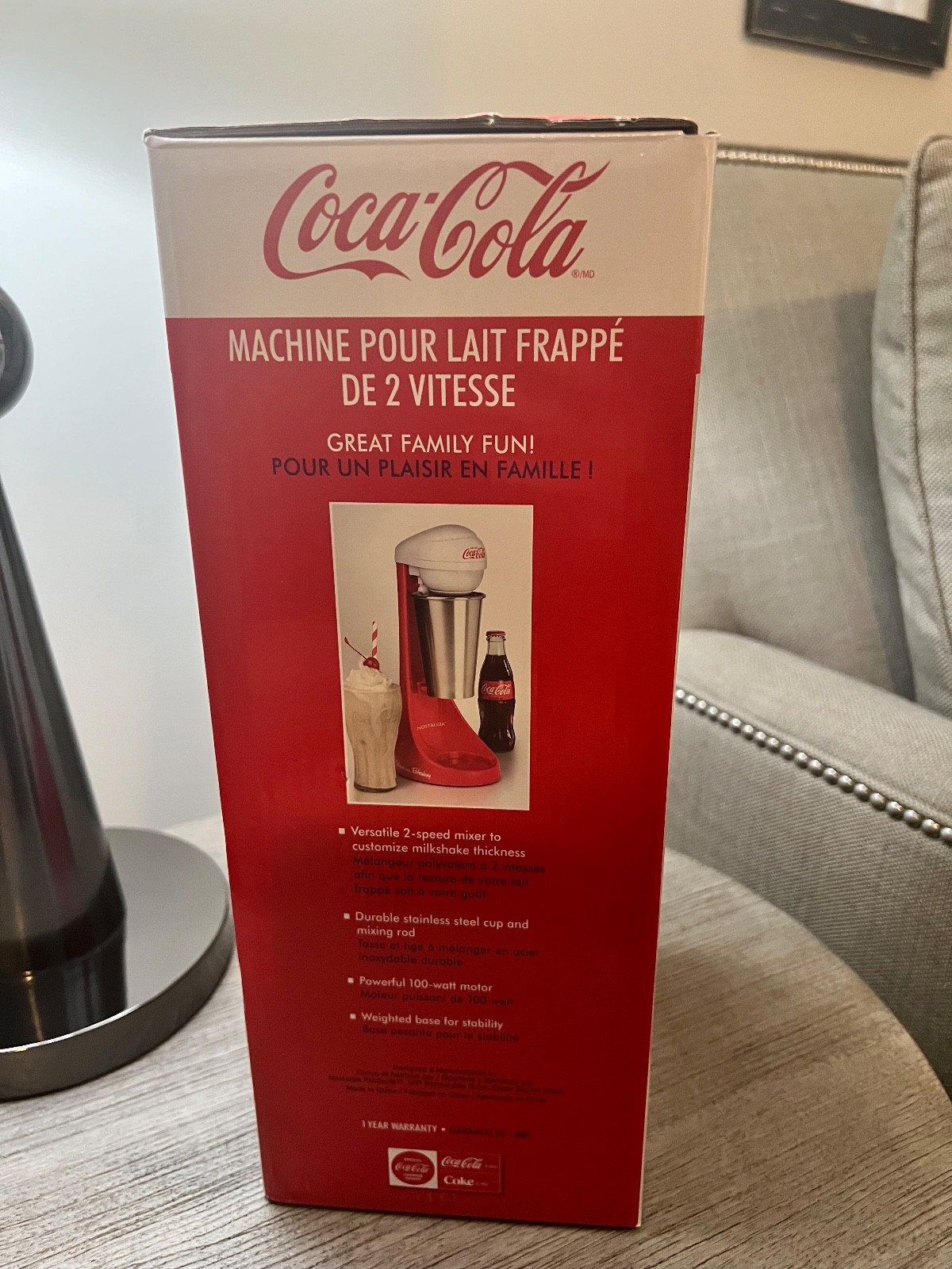Nostalgia Coca Cola 2 Speed MilkShake Maker Stainless Steel Cup and Mixing Rod