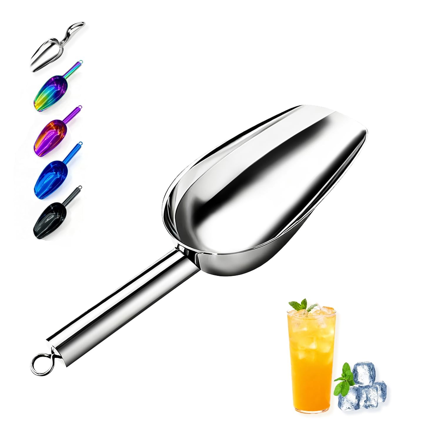 Metal Ice Scoop，Kitchen Scooper for Maker,Stainless 3 OZ, Silver