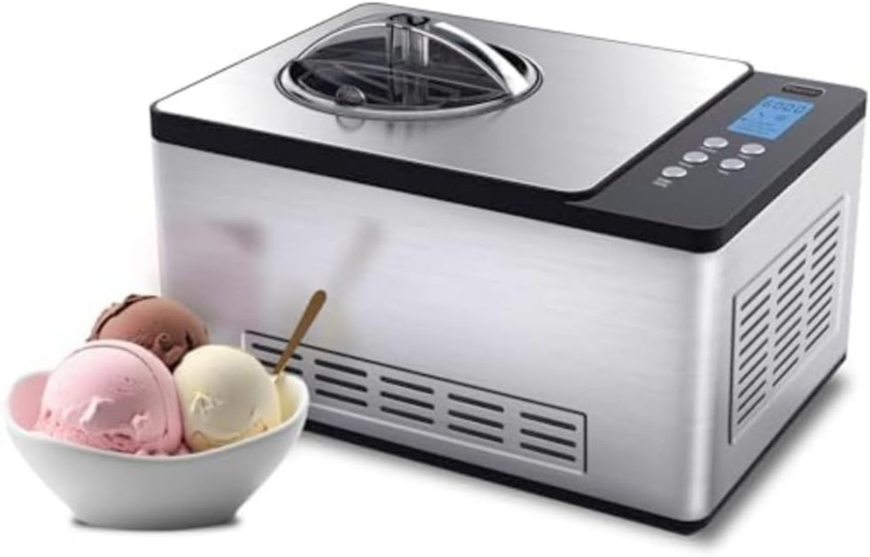Ice Cream Maker Machine Automatic 2.1 Qt. with Built-In Compressor, LCD Digital