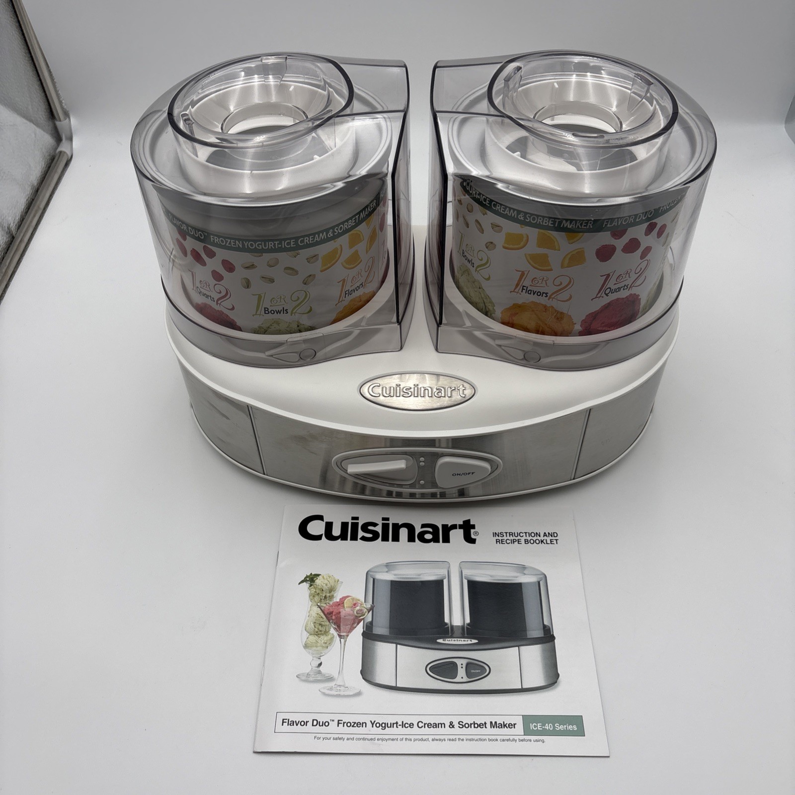 Cuisinart Flavor Duo Frozen Yogurt Ice Cream Sorbet Maker ICE-40 – works