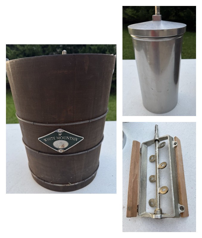 White Mountain 6-Quart Ice Cream Maker Wooden Bucket Canister Lid Paddle Dasher