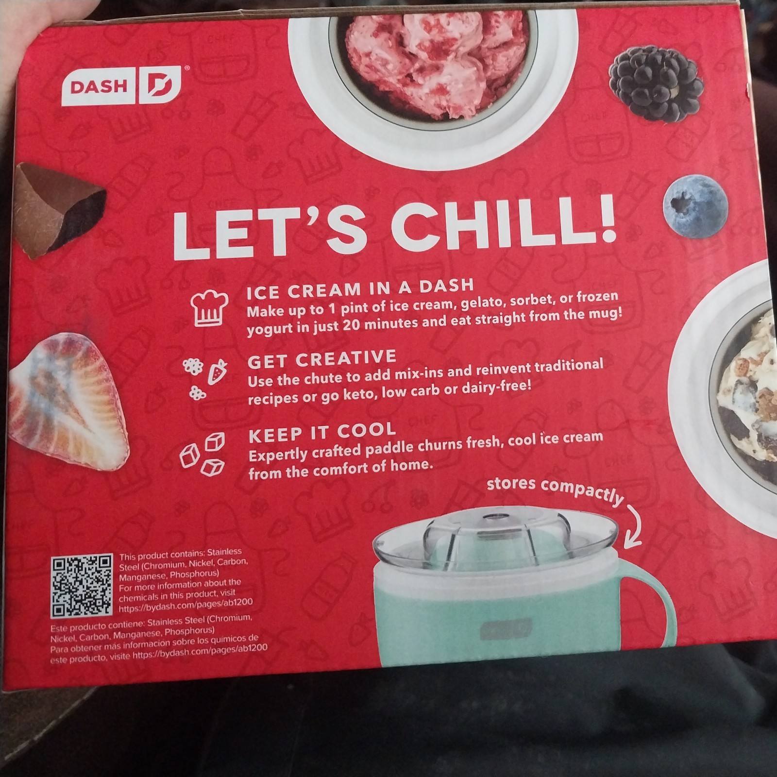 Dash My Mug Ice Cream Maker: Electric Machine, 1-Quart Capacity, Hand Wash,