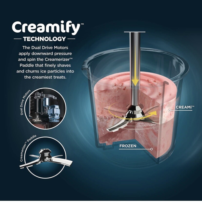 Ninja NC301 CREAMi Ice Cream Maker 7 One-Touch Programs 16oz Pints Silver/Black