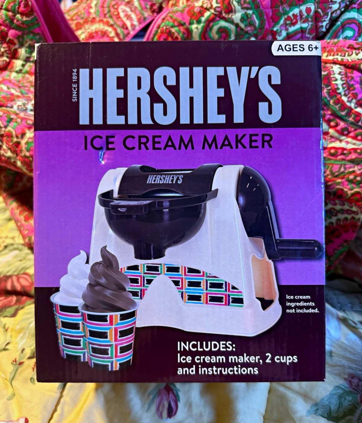 Hershey’s Hand-Crank Manual Ice Cream Maker Set, 2-Cup w/ Cups & Instructions