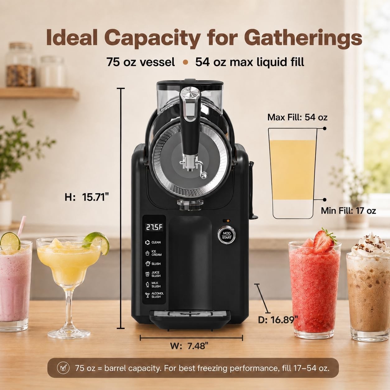 Slushie Machine No Ice Needed 2-in-1 Frozen Drink & Soft Serve Ice Cream Maker