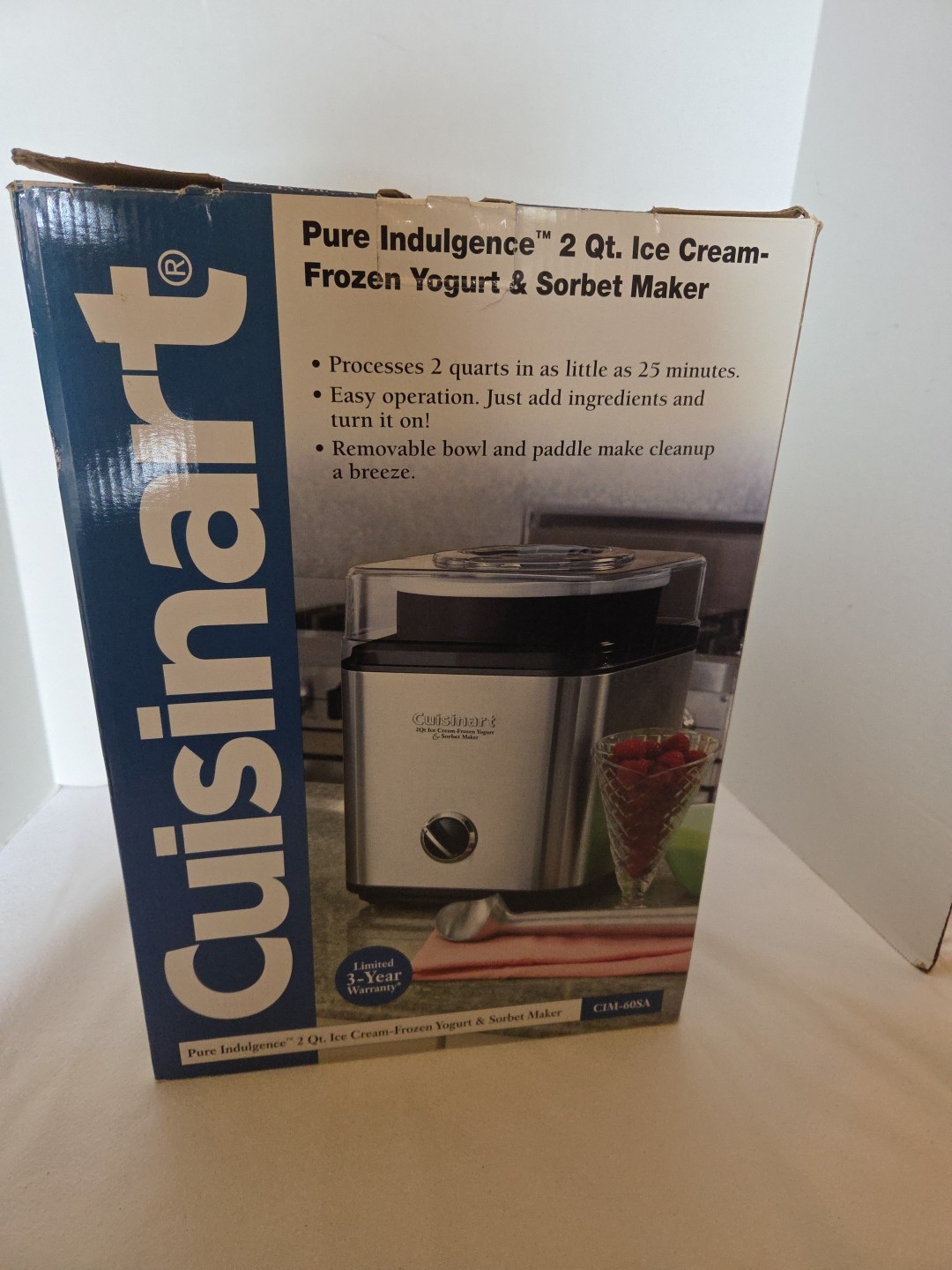 Cuisinart 2QT Ice Cream, Frozen Yogurt & Sorbet Maker CIM-60SA NEW OPEN BOX!