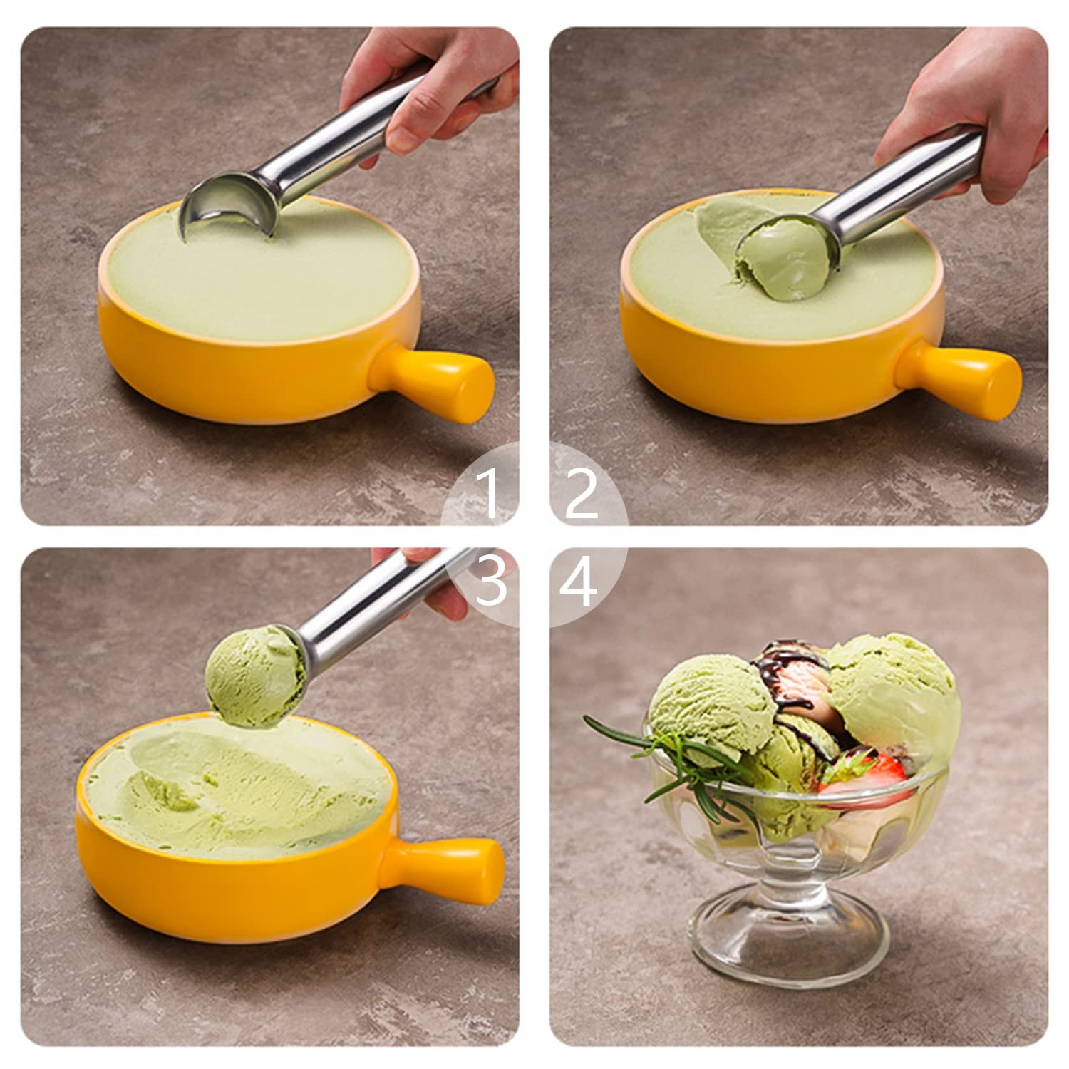 Pimoys Large Ice Cream Scoop 7 inches Nonstick 2.5oz, Bright Silver