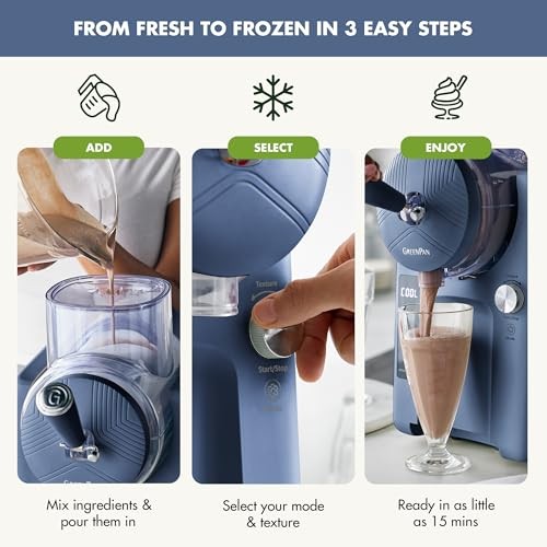 Ice Cream Maker Machine Soft Serve Slushie Self Cleaning Blue
