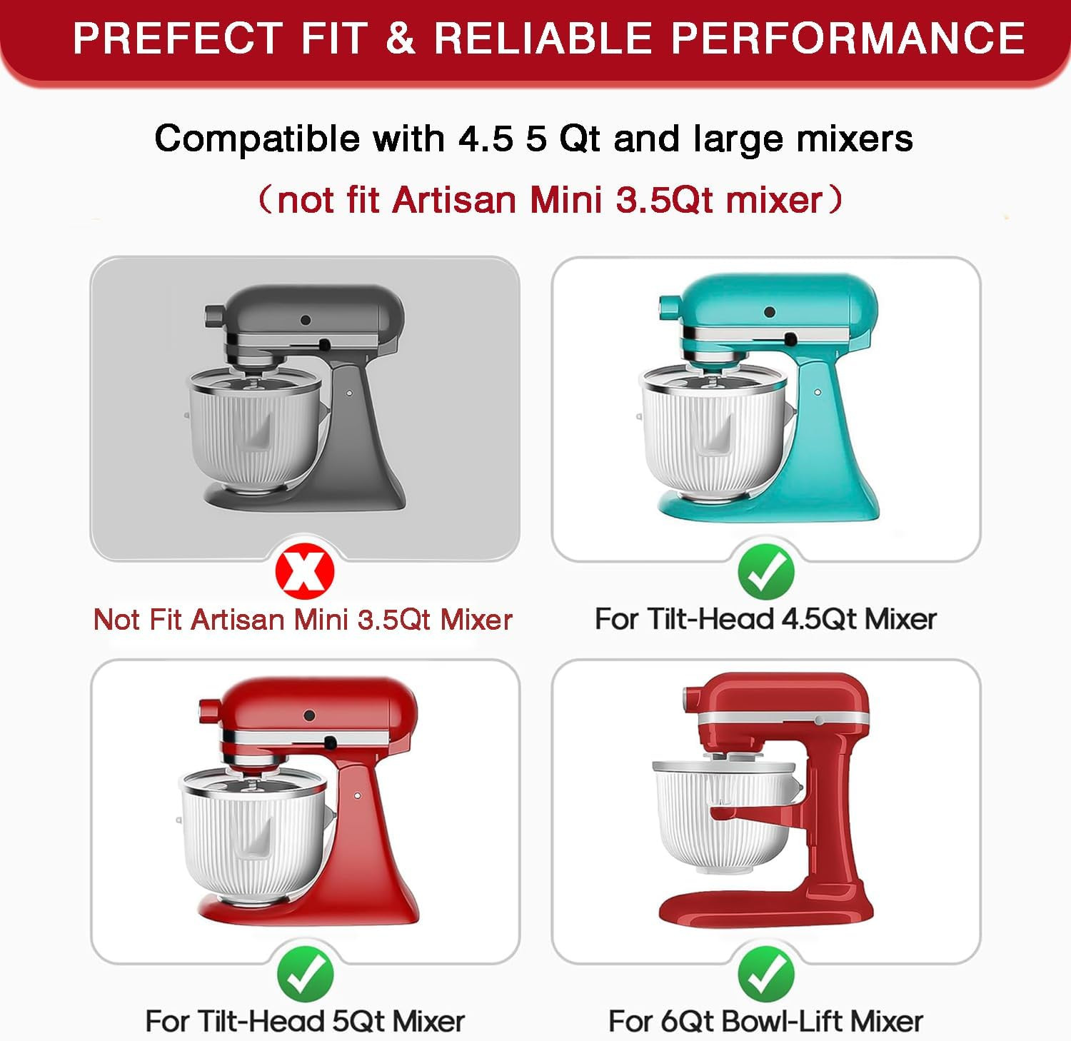 Ice Cream Maker Attachment for Kitchenaid Stand Mixer, Compatible with 4.5/5QT &