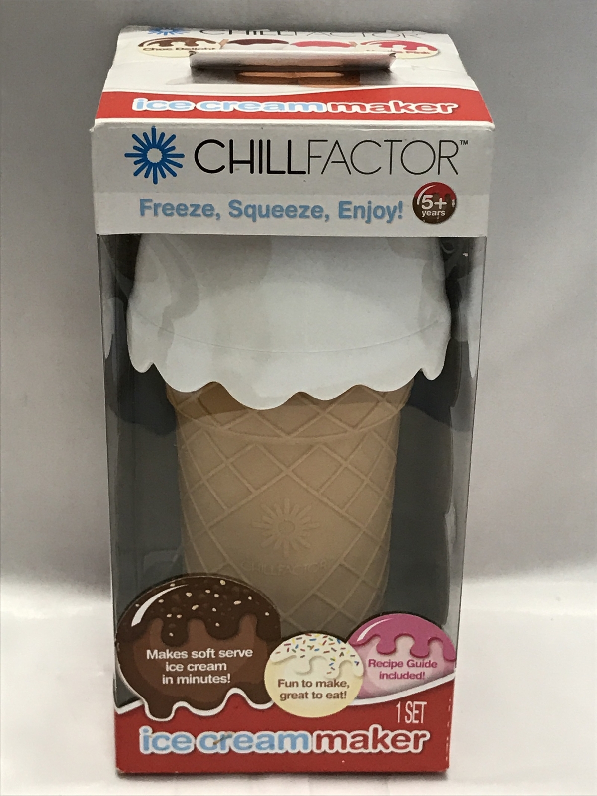 Chill Factor Ice Cream Maker With Cone, Lid & Spoon,1 Set, 5 + Years * See Pics.