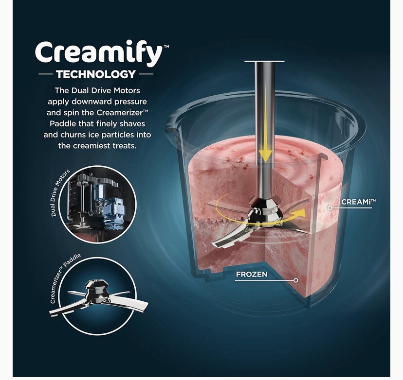 Ninja NC301 CREAMi Ice Cream Maker 7 One-Touch Programs 16oz Pints Silver/Black