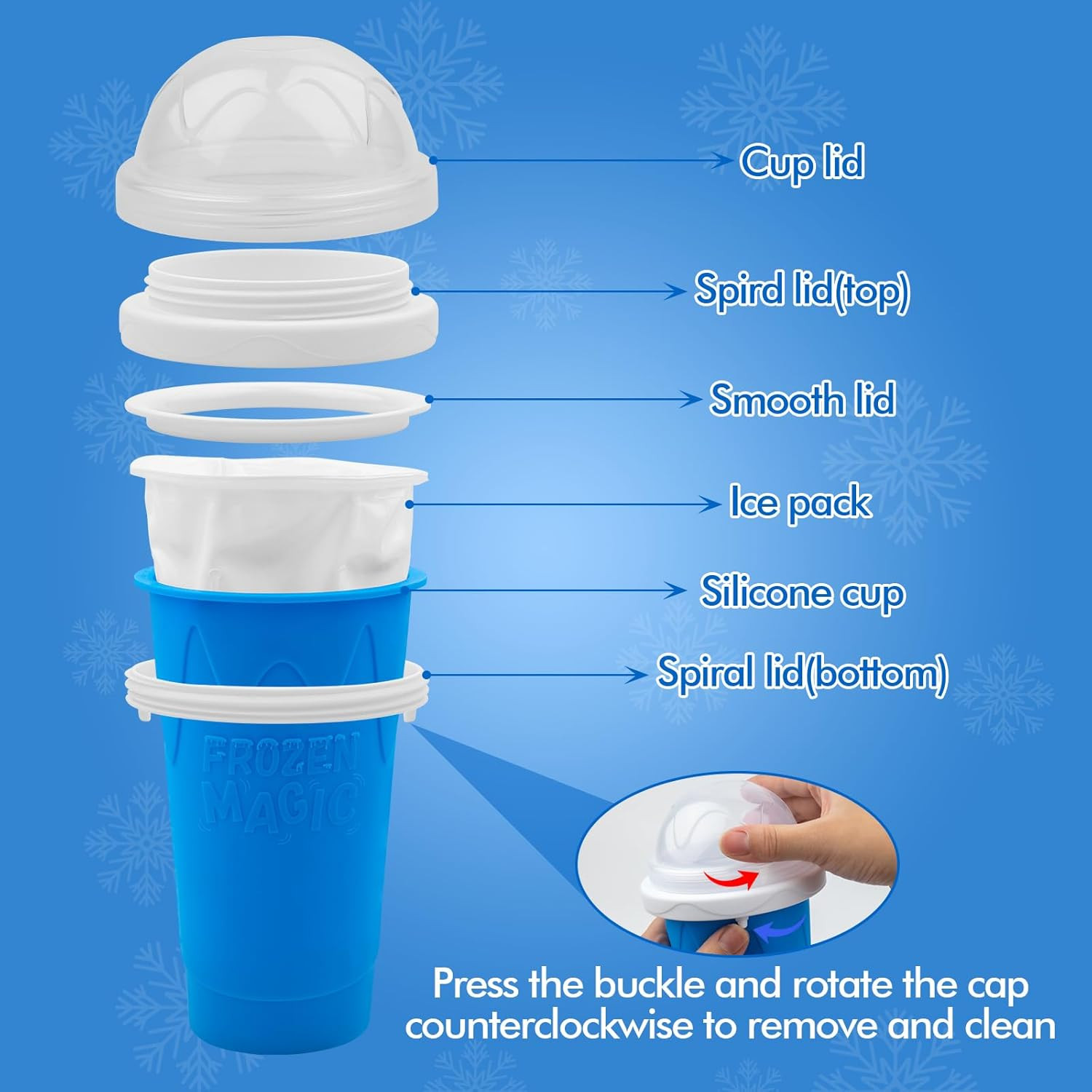 3PCS Slushie Maker Cup, Quick Frozen Magic Cups for Homemade Milk Shake Ice Crea