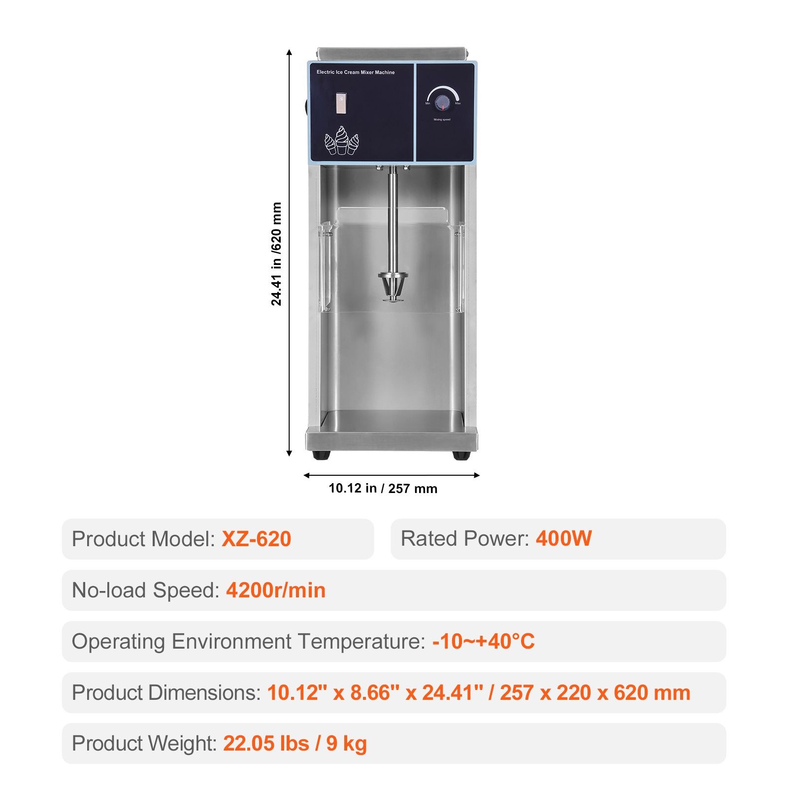 Ice Cream Blender, 400W High – Speed Ice Cream Maker Mixer Stir Machine 4200RPM