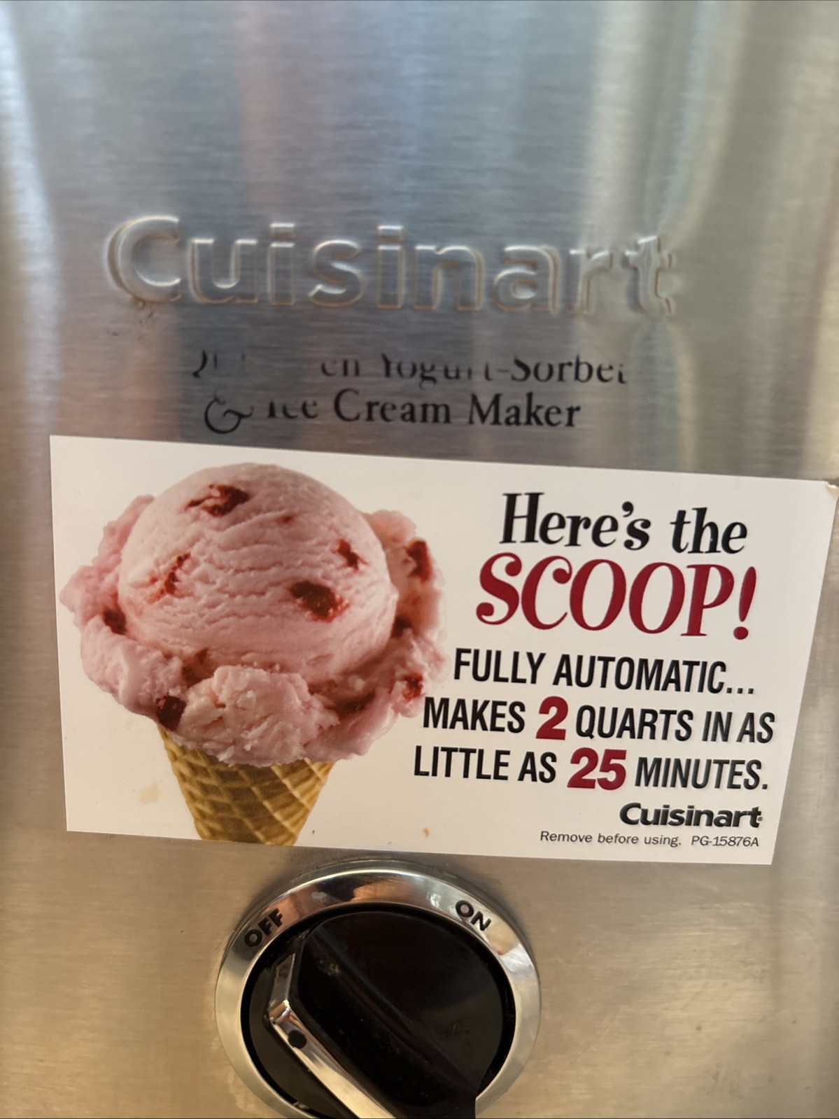 Cuisinart 2 Quart Frozen Yogurt Sorbet Ice Cream Maker ICE-30BC Motor Base Only