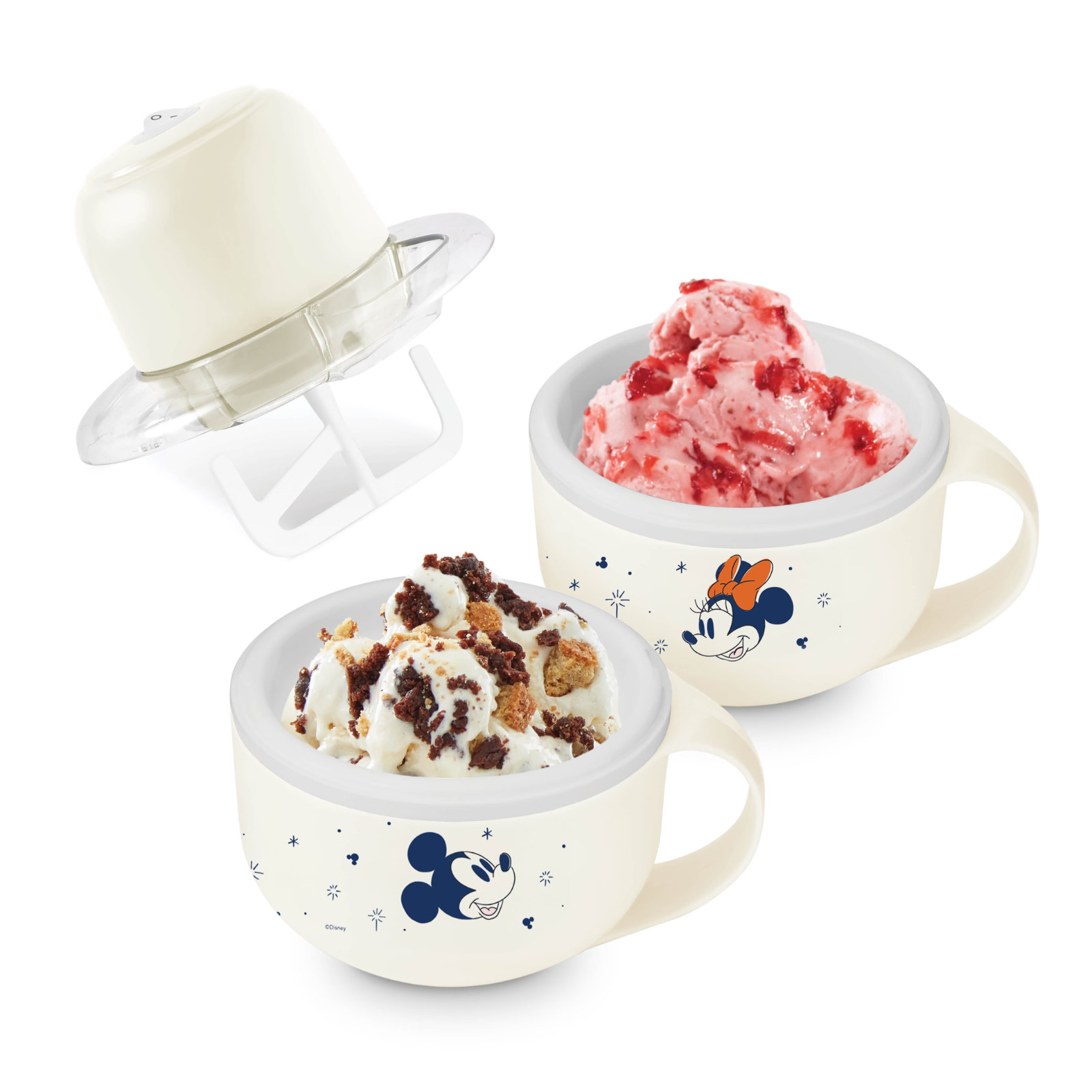 Dash Disney Mickey and Minnie Ice Cream Maker Mugs, New In Box. Date night Idea