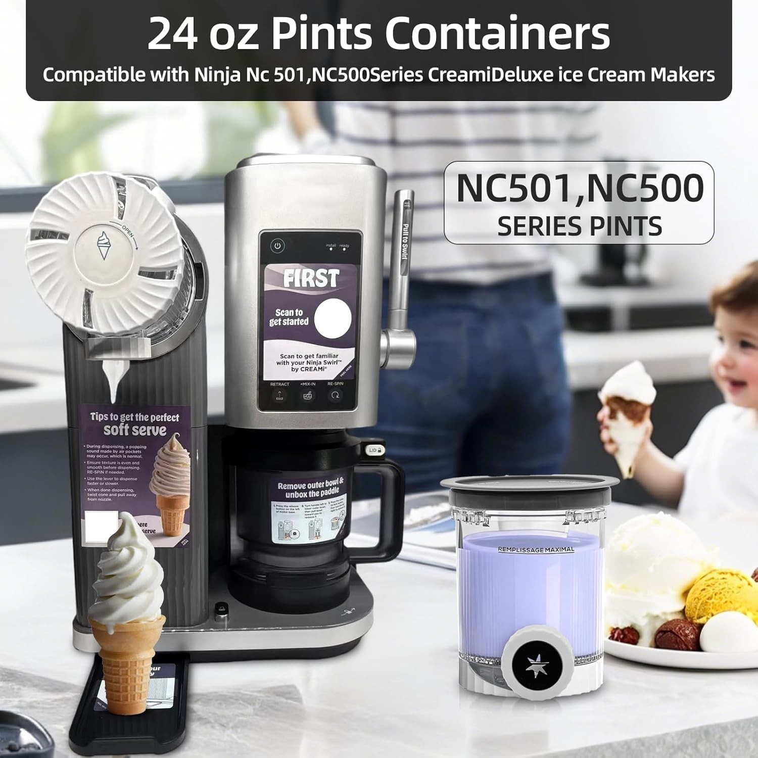 CREAMi Swirl Pints & Lids, 4 Pack – NC700-