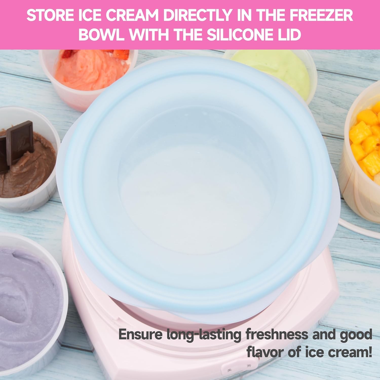 Silicone Lids for Cuisinart 1-1/2-Quart Freezer Bowl, 2 Pack Reusable Covers for