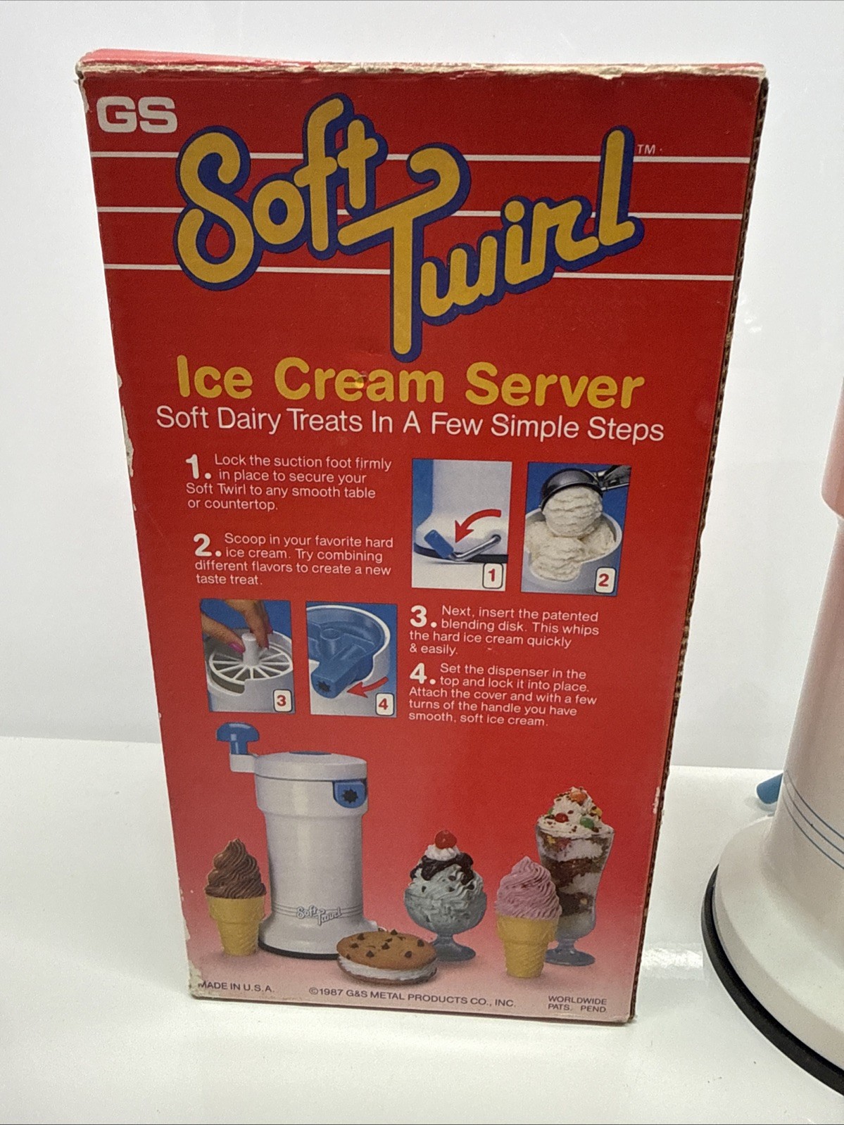 Vintage 1987 GS Soft Twirl Ice Cream Server Hand Crank Soft Serve Maker ST-1000