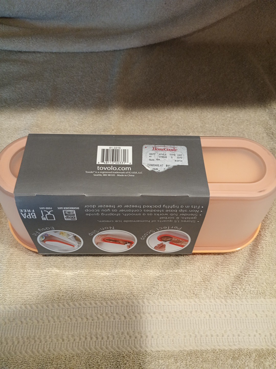 Tovolo Glide A Scoop Ice Cream Insulated Tub 1.5 Quart Storage Container Green