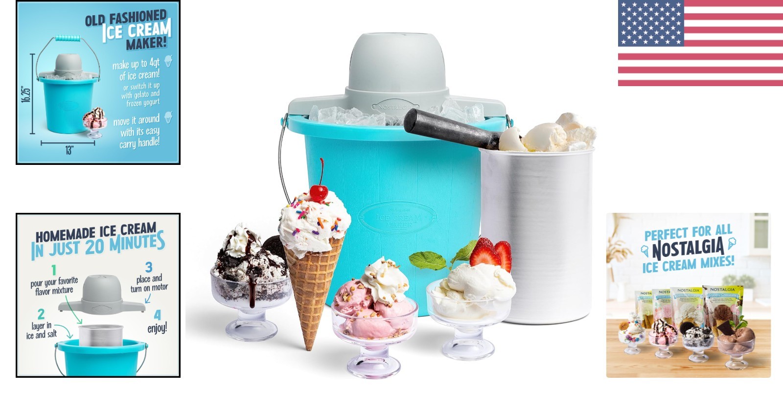 4 Quart Electric Ice Cream Maker for Homemade Gelato and Soft Serve Happiness