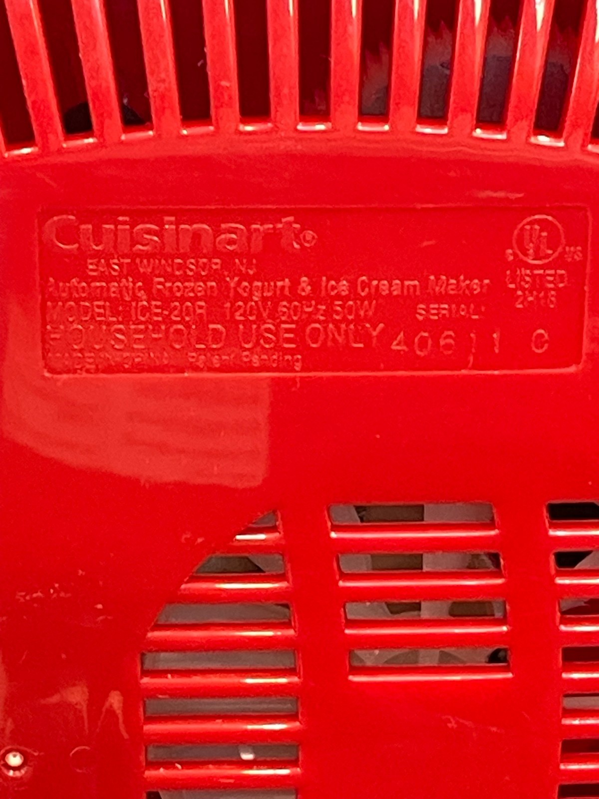 CUISINART FROZEN YOGURT ICE CREAM & SORBET MAKER ICE-20 ~Red~ Works Great