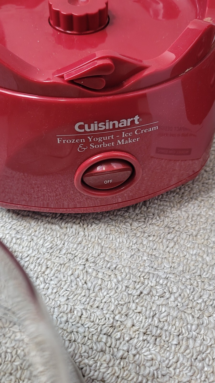 Cuisinart ICE-21R Red 1.5 QT Frozen Yogurt-Ice Cream Sorbet Maker USED