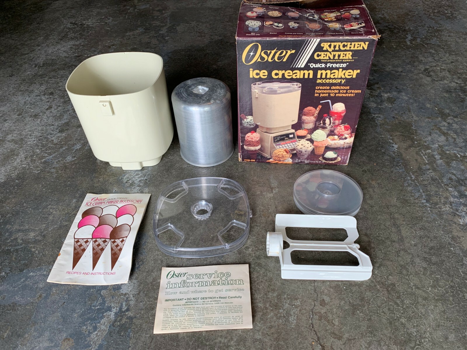 2 lot Oster Kitchen Center Ice Cream Maker Accessory Model #770-06