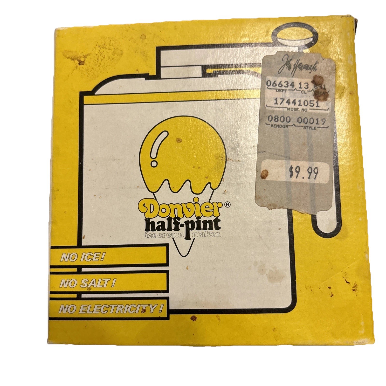 1980’s DONVIER Half-Pint Manual Hand Crank Ice Cream Maker with Original Box