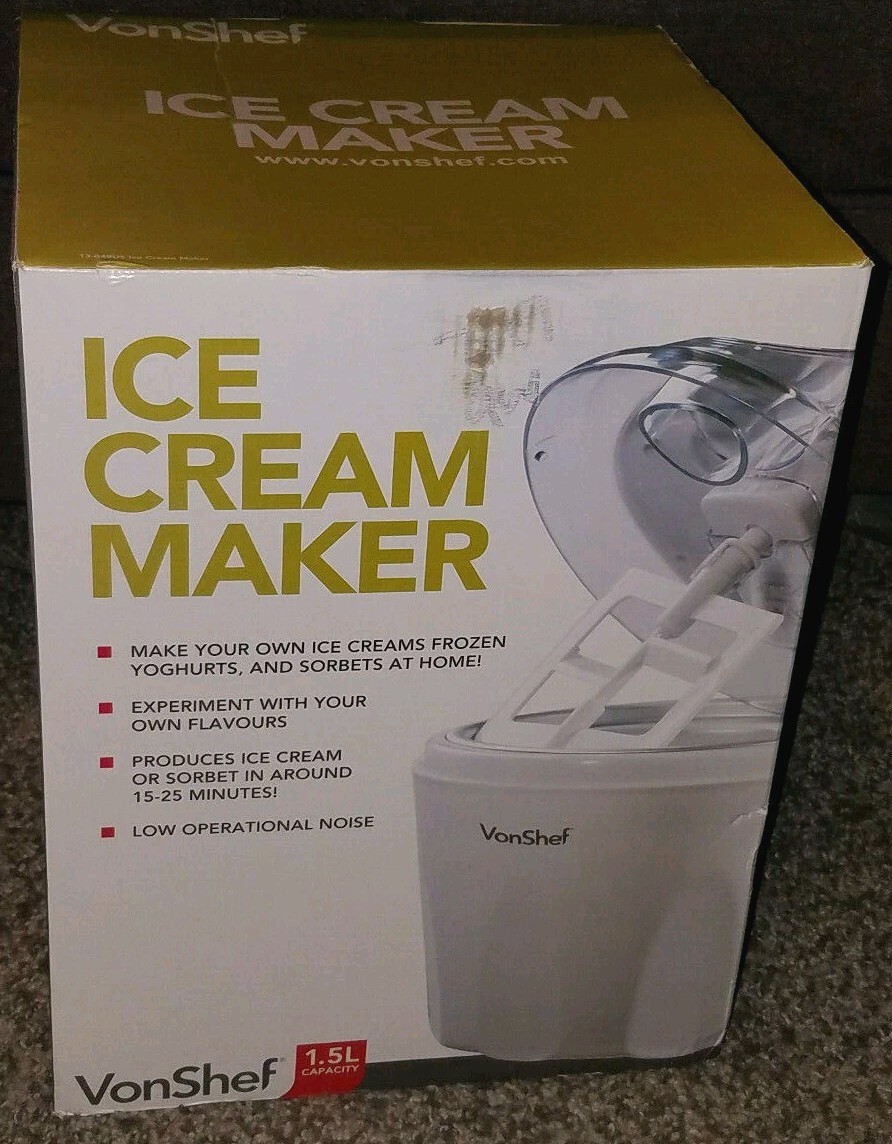 VonShef 1.5L FROZEN YOGURT DESSERT ICE CREAM MAKER ** BRAND NEW IN BOX **