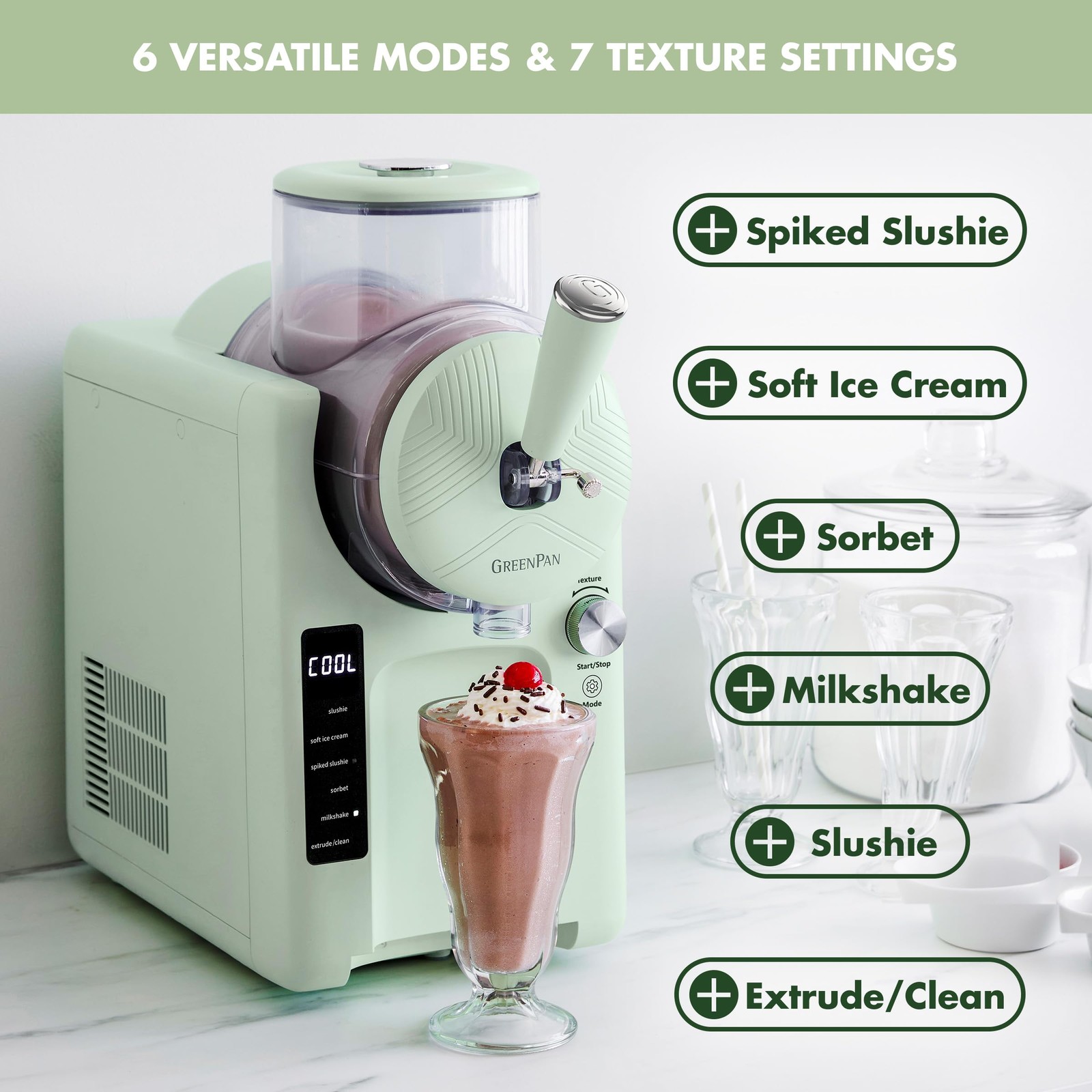 GreenPan Frost Ice Cream Maker & Slushie Machine, Soft Serve, Sorbet,