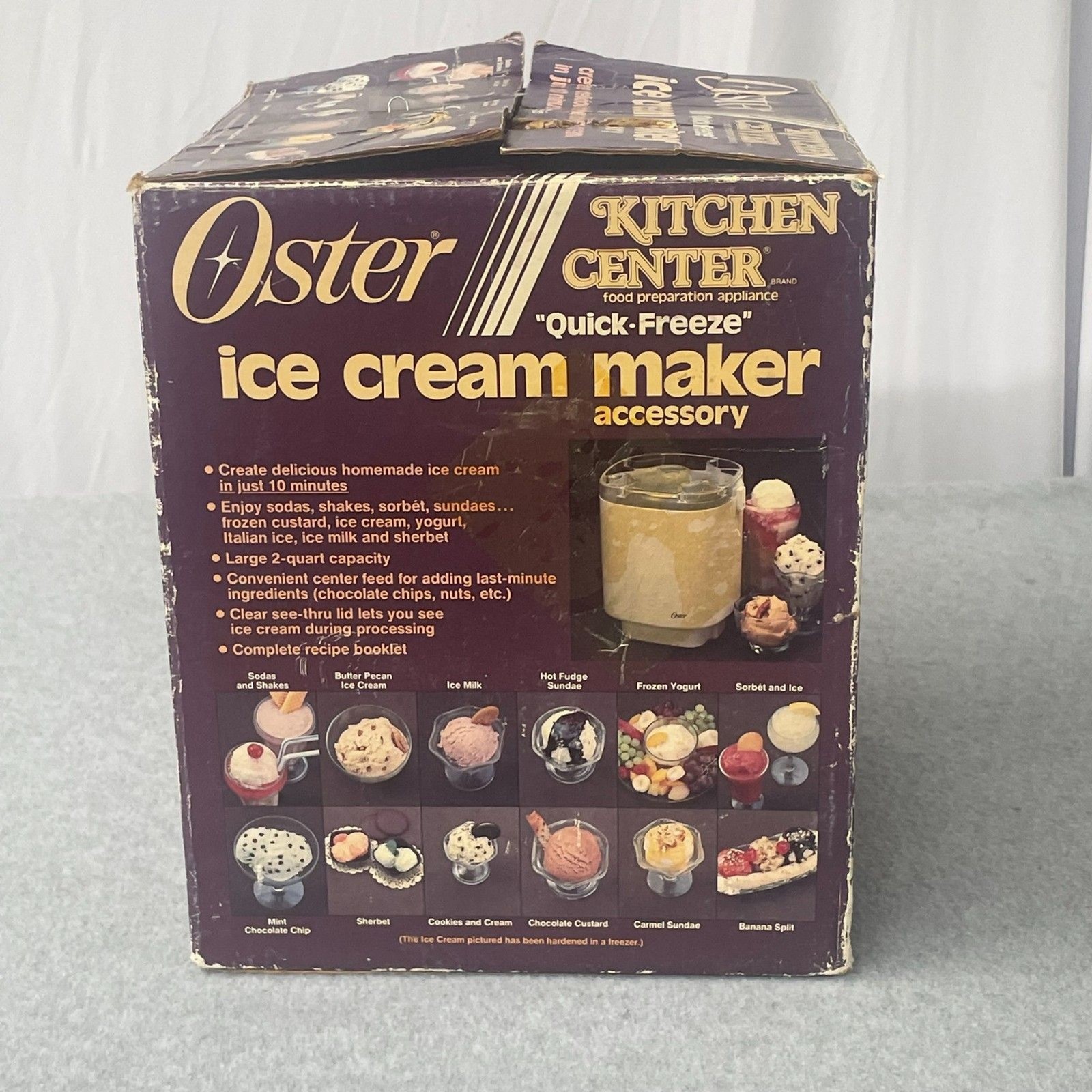 Vintage Oster Quick Freeze Ice Cream Maker Attachment Kitchen Center w/ Box USA