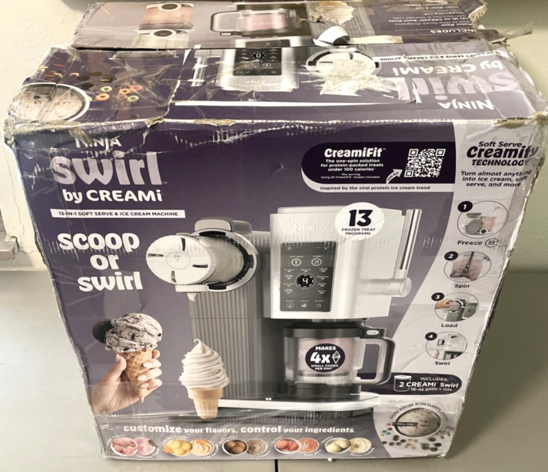 Ninja CREAMi Swirl 13-in-1 Soft Serve Ice Cream Machine w/ (2) 16oz Pints NC701