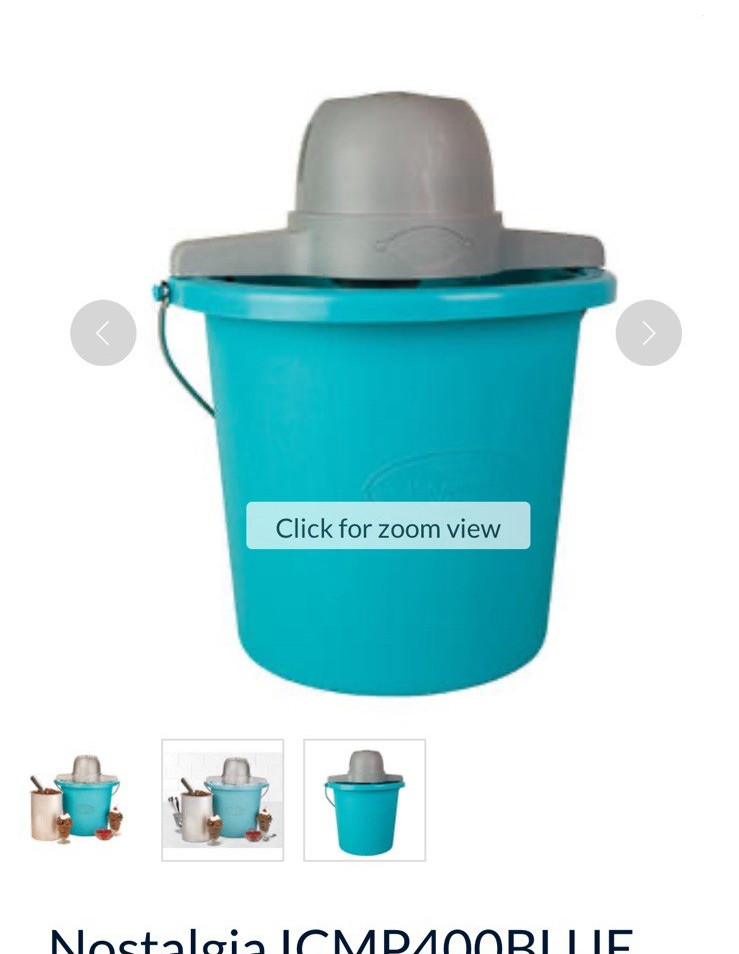 Nostalgia ICMP400BLUE 4 Qt Electric Ice Cream Maker Blue Clear Lid 50W