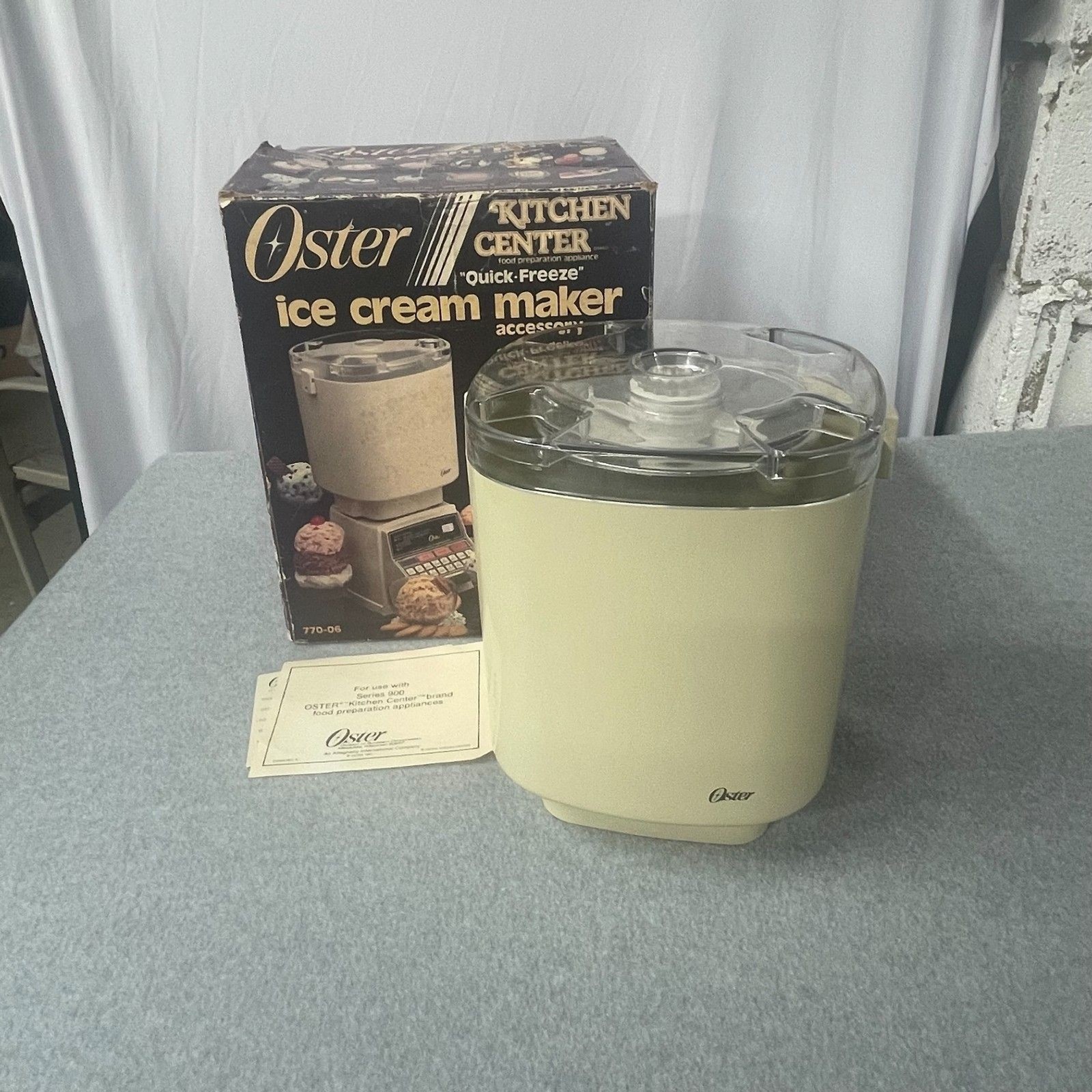 Vintage Oster Quick Freeze Ice Cream Maker Attachment Kitchen Center w/ Box USA