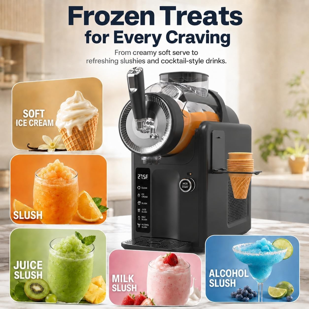 GreenPan Frost Ice Cream Maker & Slushie Machine Soft Serve Sorbet Margaritas