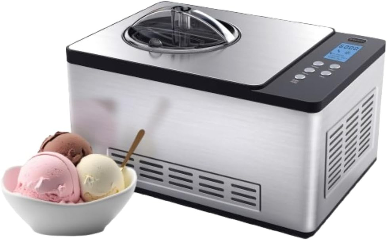 Ice Cream Maker Machine & Yogurt Automatic 2 Qt. with Built-In Compressor, LCD D