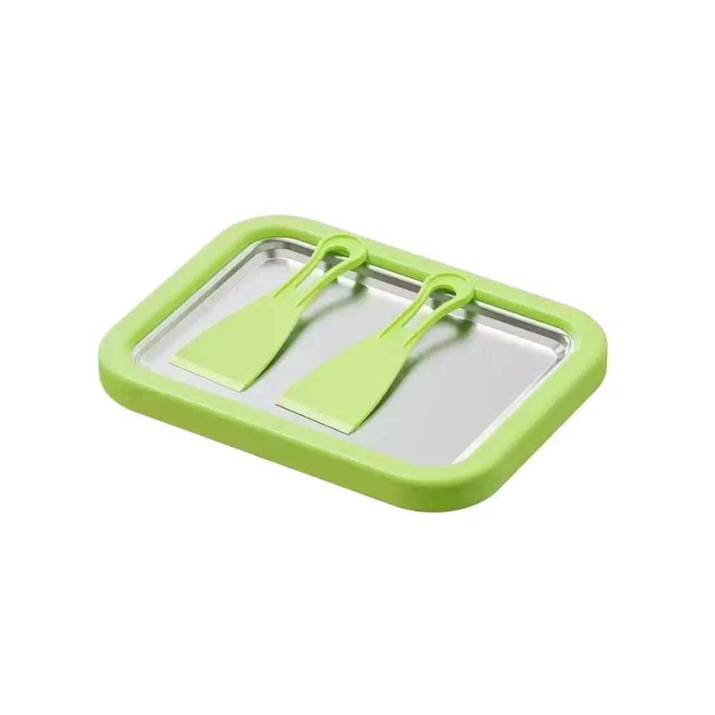 Ice Cream Maker Pan with 2 Scrapers Ice Cream Maker Plate Multifunctional Cold S