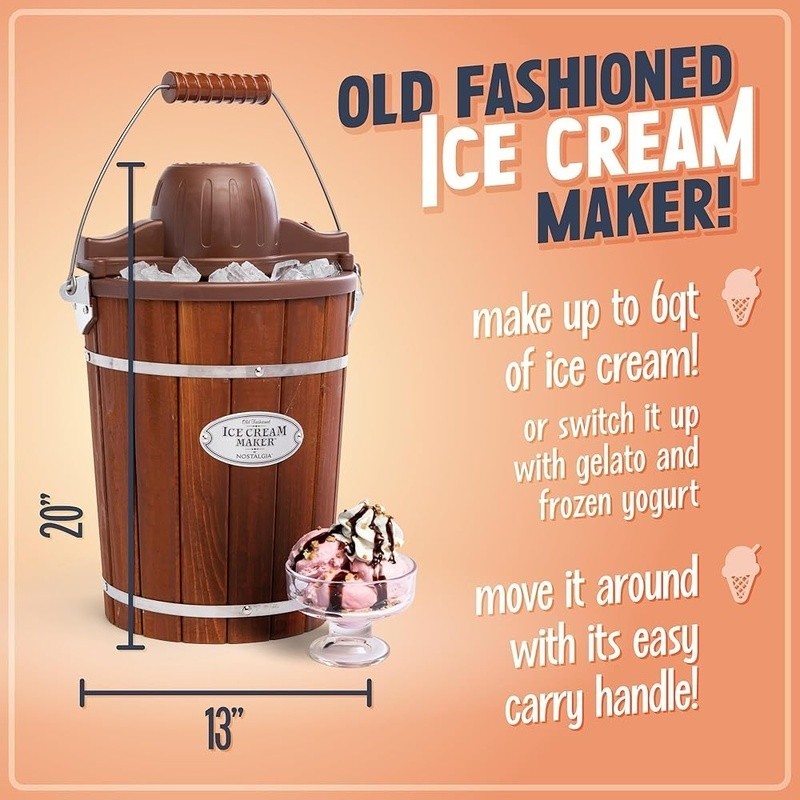 Homemade Ice Cream Machine Quick Frozen Yogurt Gelato Maker Easy W/ Handle 6 Qt