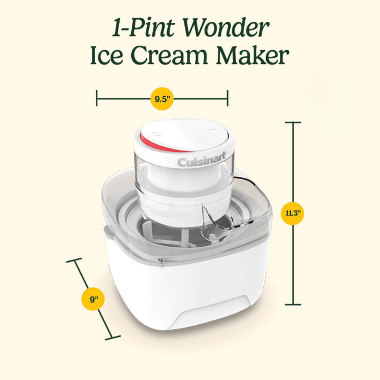 Cuisinart 1 Pint Wonder Ice Cream Maker, Automatic, Easy One Touch