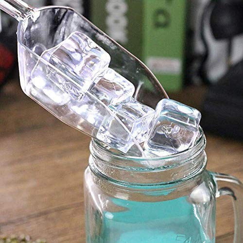 12 Pcs Mini Clear Acrylic Plastic Kitchen Scoops, 5.5″ Flat Bottom Ice White