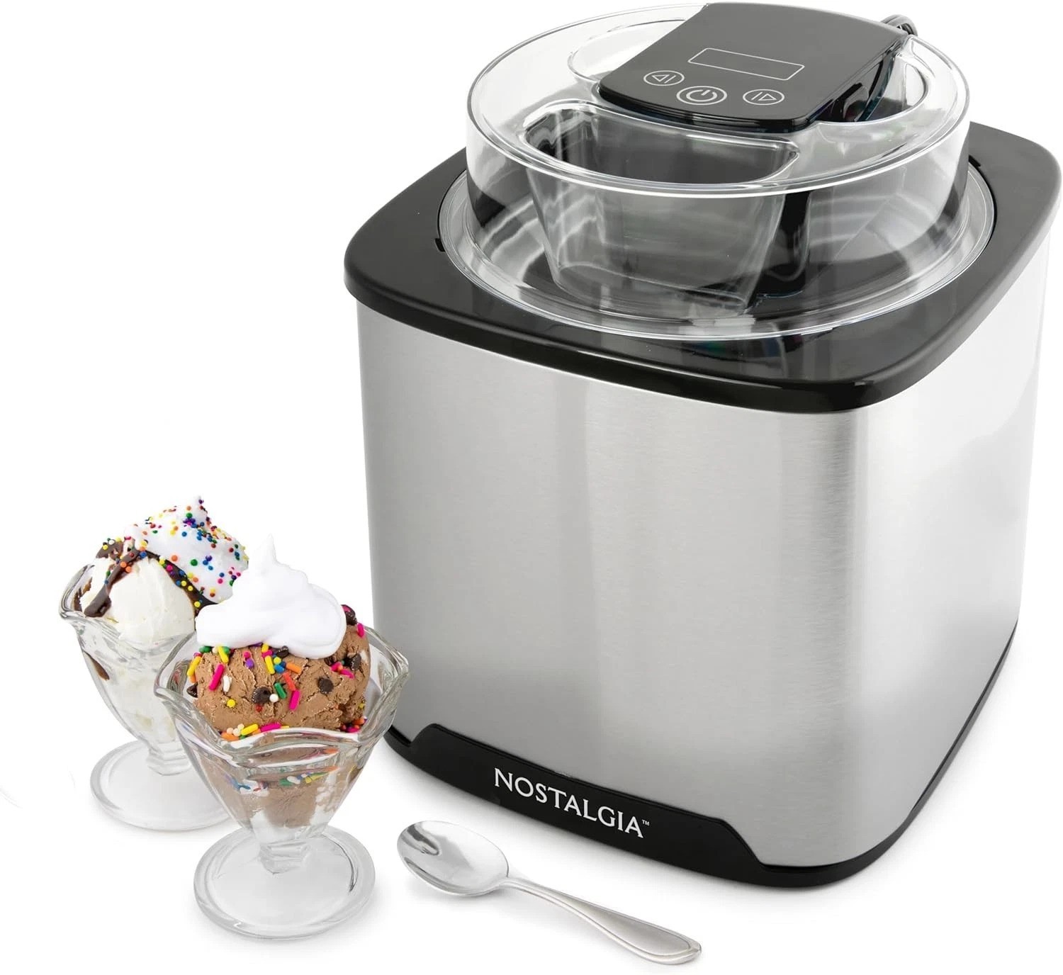 Create Homemade Ice Cream in 40 Mins – 2QT Stainless Steel Maker with Mix-Ins
