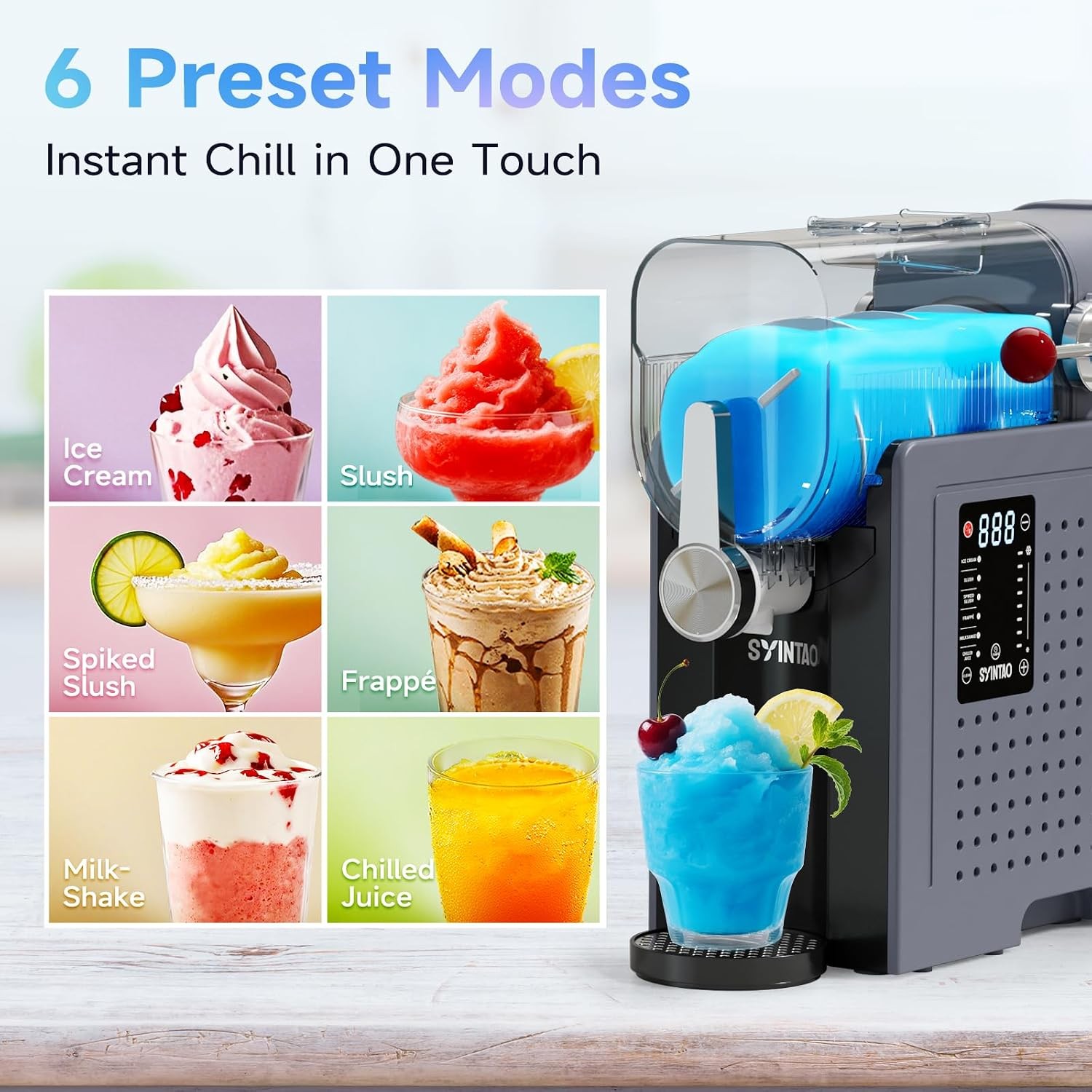 2-in-1 Slushie & Soft Serve Ice Cream Maker No-Ice-Needed Frozen Drink Machine