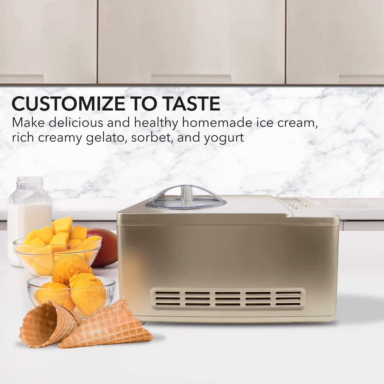 Whynter Ice Cream Maker 2 Qt Capacity Stainless Steel Bowl & Yogurt Function