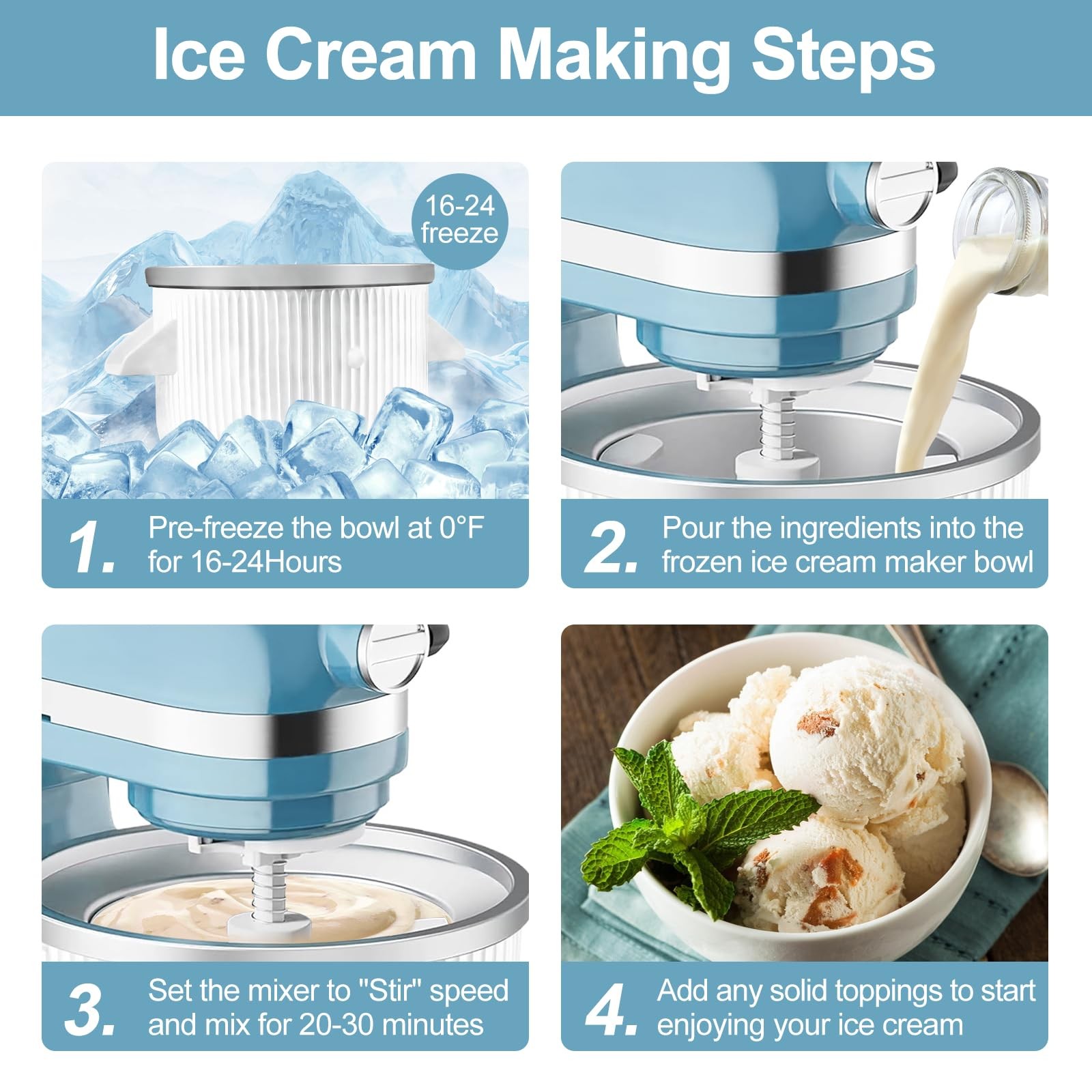 Ice Cream Maker & Shaved Ice Attachment for Kitchen aid Mixer, Kitchenaid Acc…