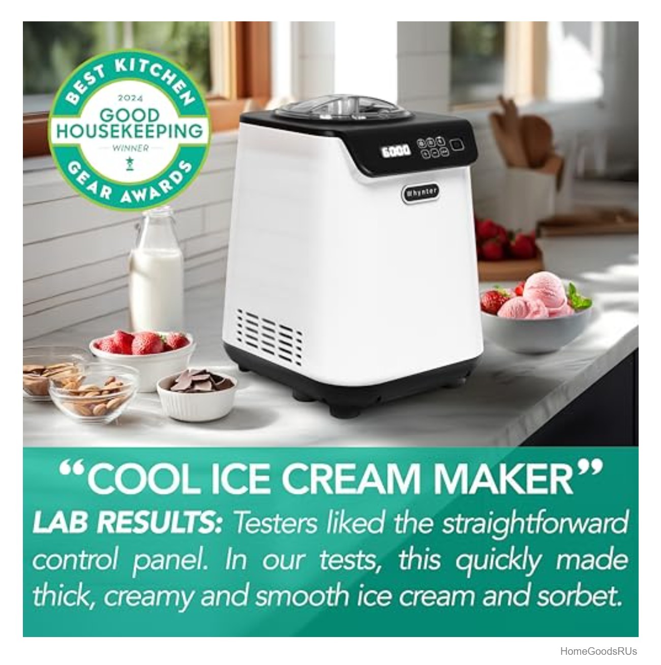 Automatic Ice Cream Maker 1.28 Quart Built-in Compressor LCD Display Timer No