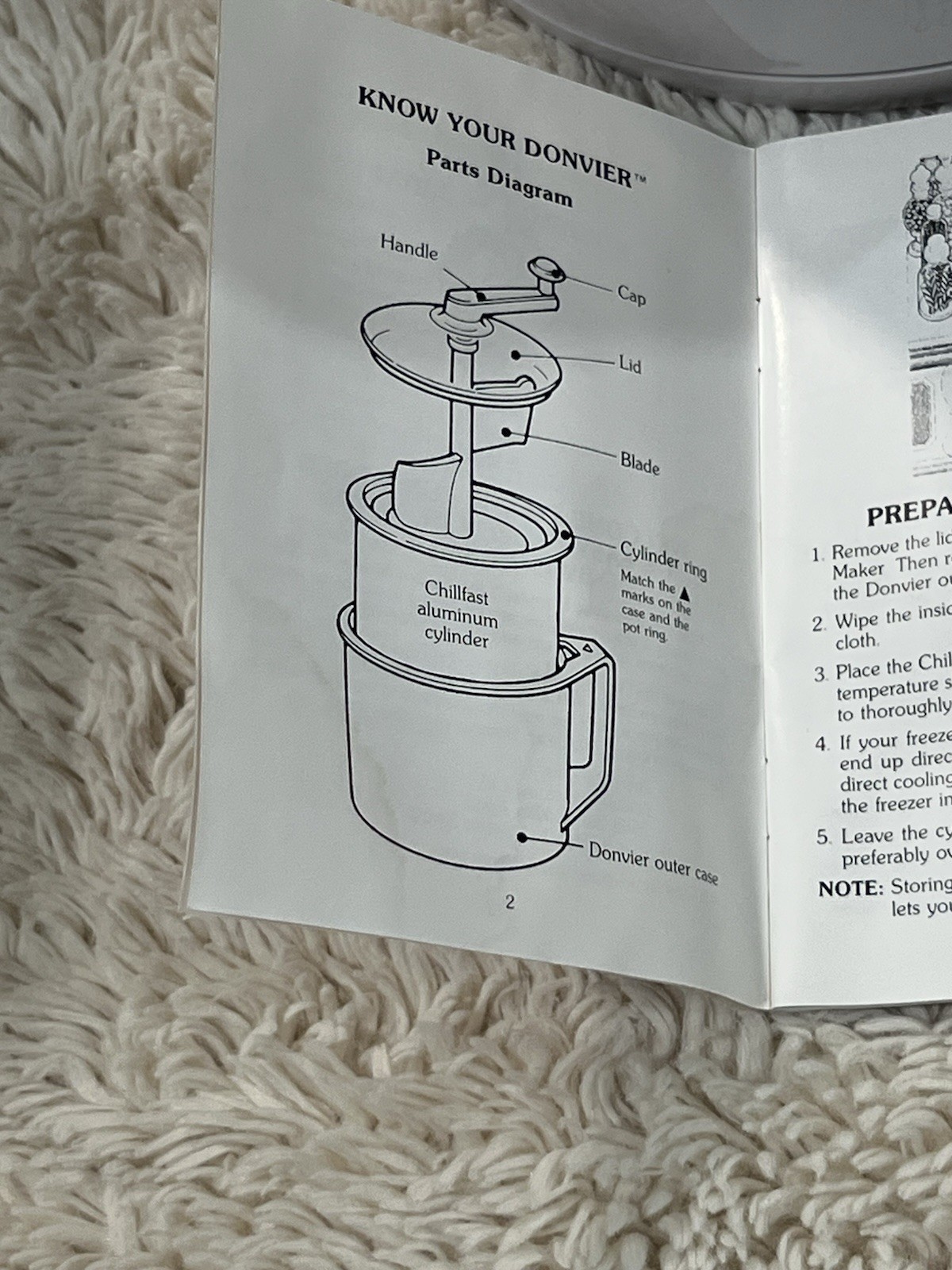 VTG Donvier Premier Ice Cream Maker 1 Quart White Manual Hand Crank Japan NOS